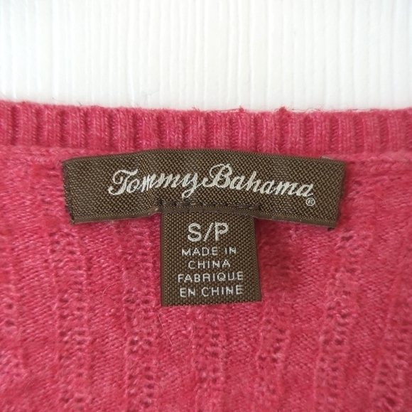 Tommy Bahama Classic Ombre Alpaca Wool Blend Ribbed Knit V-neck Sweater Pink S - Picture 4 of 9